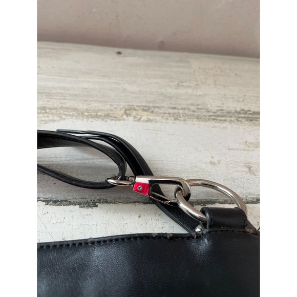 Sorial New York large adjustable strap black shoulder bag with zippers on front. - Picture 8 of 8